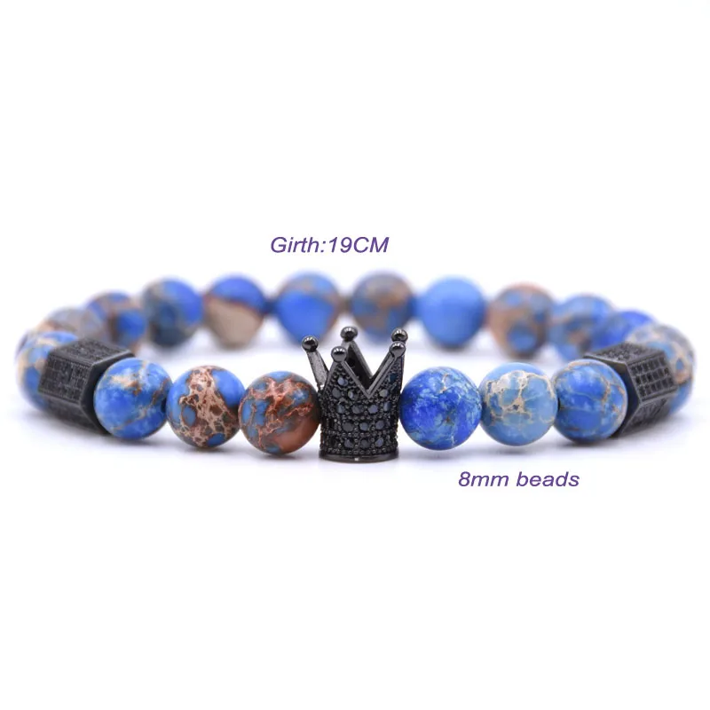 KANGKANG 8mm Dazzling Cool Natural stone Beads Bracelet For Women and Men Handmade Pave CZ Crown Bracelets popular jewelry
KANGKANG 8mm Dazzling Cool Natural stone Beads Bracelet For Women and Men Handmade Pave CZ Crown Bracelets popular jewelry