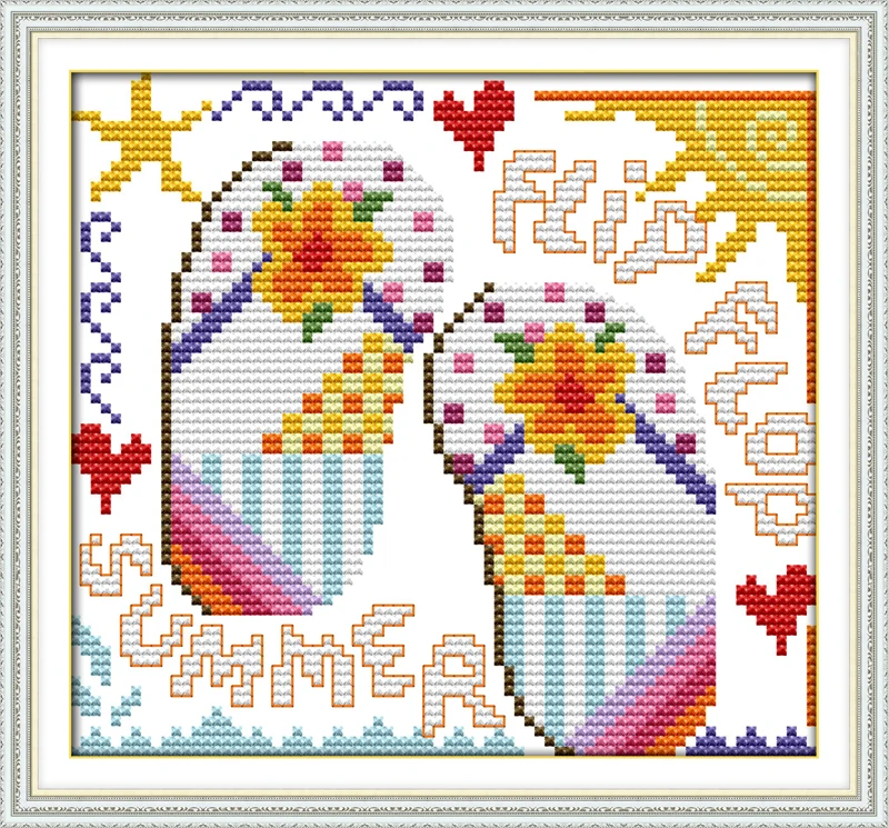 Flower slippers cross stitch kit pattern printed on canvas 18ct count canvas stitching embroidery DIY handmade needlework
Flower slippers cross stitch kit pattern printed on canvas 18ct count canvas stitching embroidery DIY handmade needlework