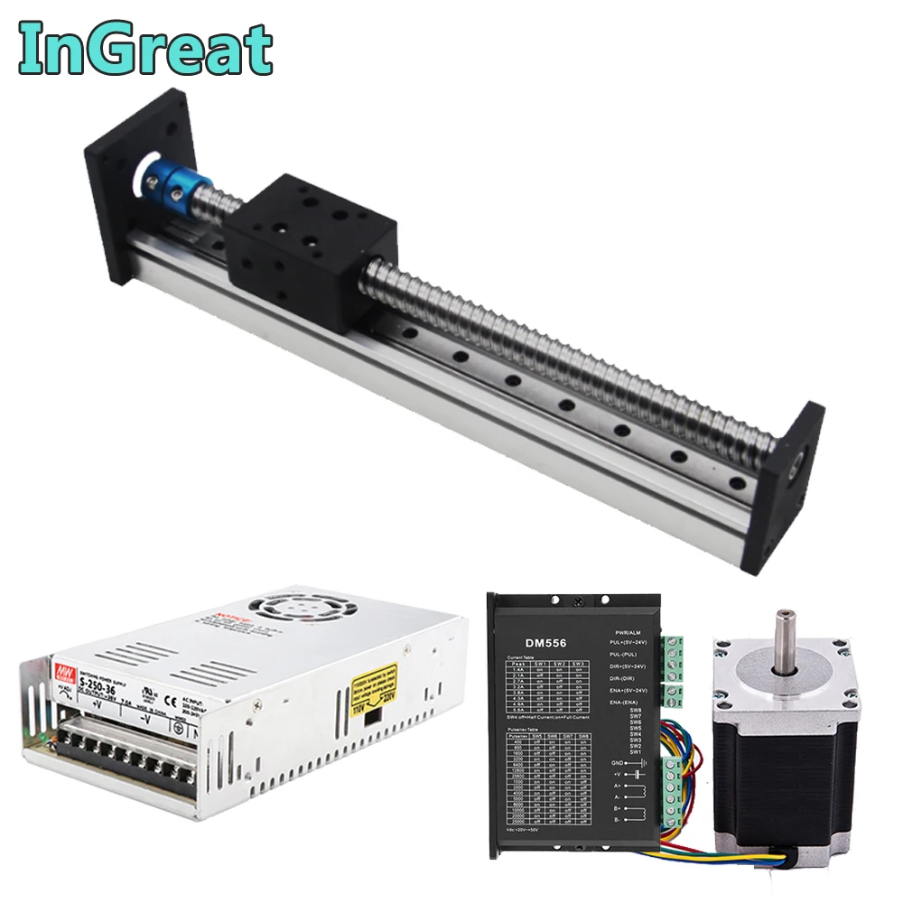 100MM Stroke Slide Table Guide Rail Sliding Linear BallScrew Rod Platform & NEMA23 1.2Nm Stepper Motor Driver Power Supply Kits
100MM Stroke Slide Table Guide Rail Sliding Linear BallScrew Rod Platform & NEMA23 1.2Nm Stepper Motor Driver Power Supply Kits