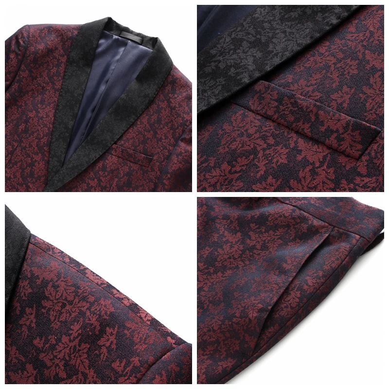 JZ CHIEF Dark Red Wedding Suit Man Print Flower 3 pieces Prom Party Tuxedo Ceremony Suits Shawl Lapel Single Breasted Flat Suits
JZ CHIEF Dark Red Wedding Suit Man Print Flower 3 pieces Prom Party Tuxedo Ceremony Suits Shawl Lapel Single Breasted Flat Suits