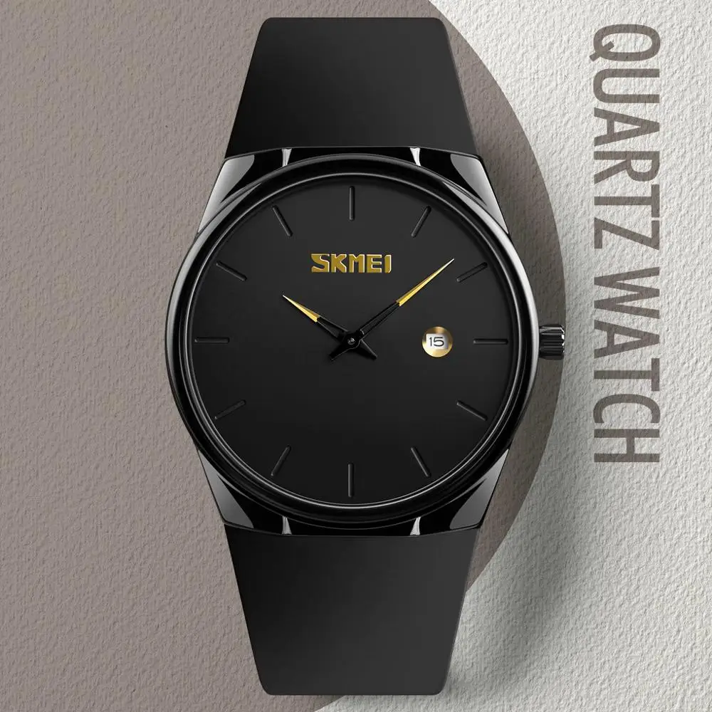 SKMEI Мужские кварцевые часы простой дизайн модные водонепроницаемые 3 бар ремешок