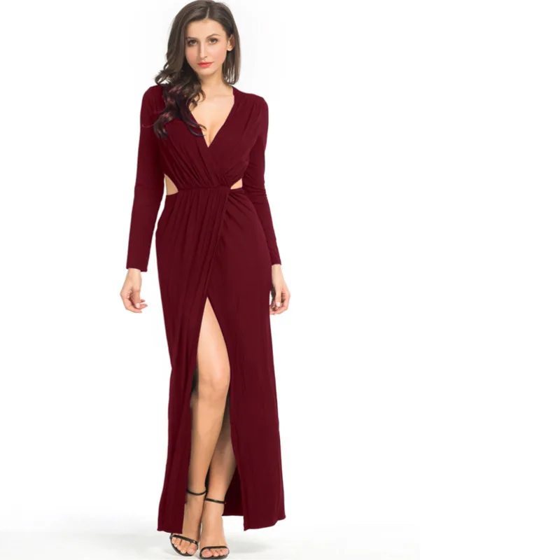 Sexy Deep V Neck High Waist Hollow Out Long Sleeve Dress Elegant Asymmetrical Split Formal Evening Maxi Dresses Robe Femme Ez*
Sexy Deep V Neck High Waist Hollow Out Long Sleeve Dress Elegant Asymmetrical Split Formal Evening Maxi Dresses Robe Femme Ez*