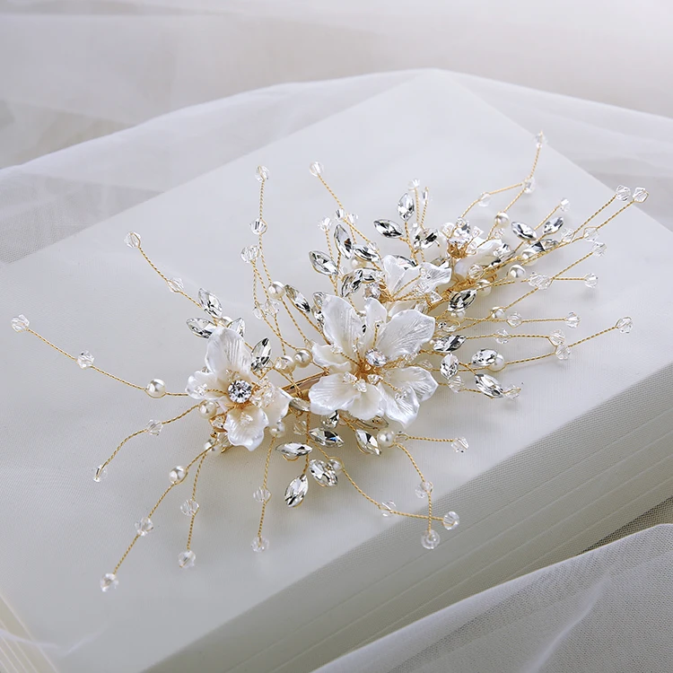 Beaded Gold Color Women Headpiece Floral Bridal Hair Clip Comb Pearls Handmade Wedding Accessories Hair Ornament
Beaded Gold Color Women Headpiece Floral Bridal Hair Clip Comb Pearls Handmade Wedding Accessories Hair Ornament