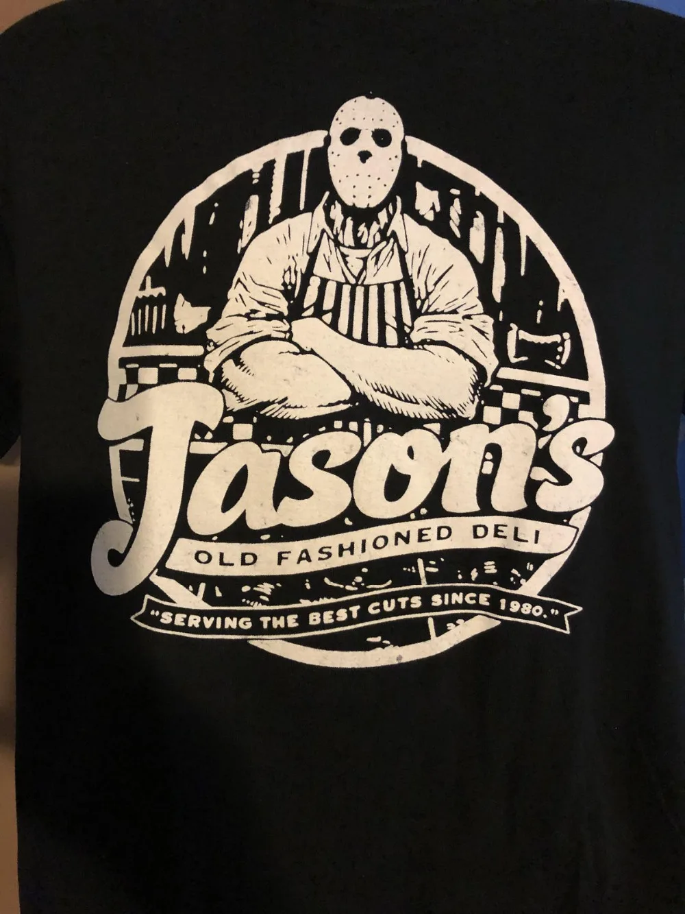 Футболка Jasons Deli Friday The 13Th Jason Vorhees Slasher Horror брендовая Повседневная хлопковая
