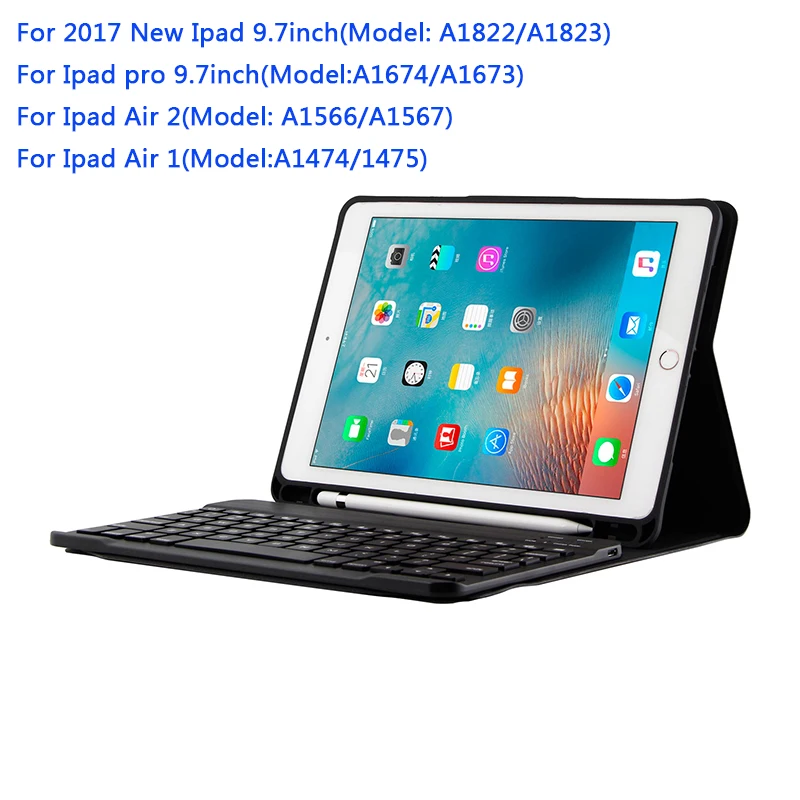 Съемный чехол-клавиатура с Bluetooth для Apple iPad Air 1 2 Pro 9 7 5 6 Новый 2017 2018 A1822 A1893