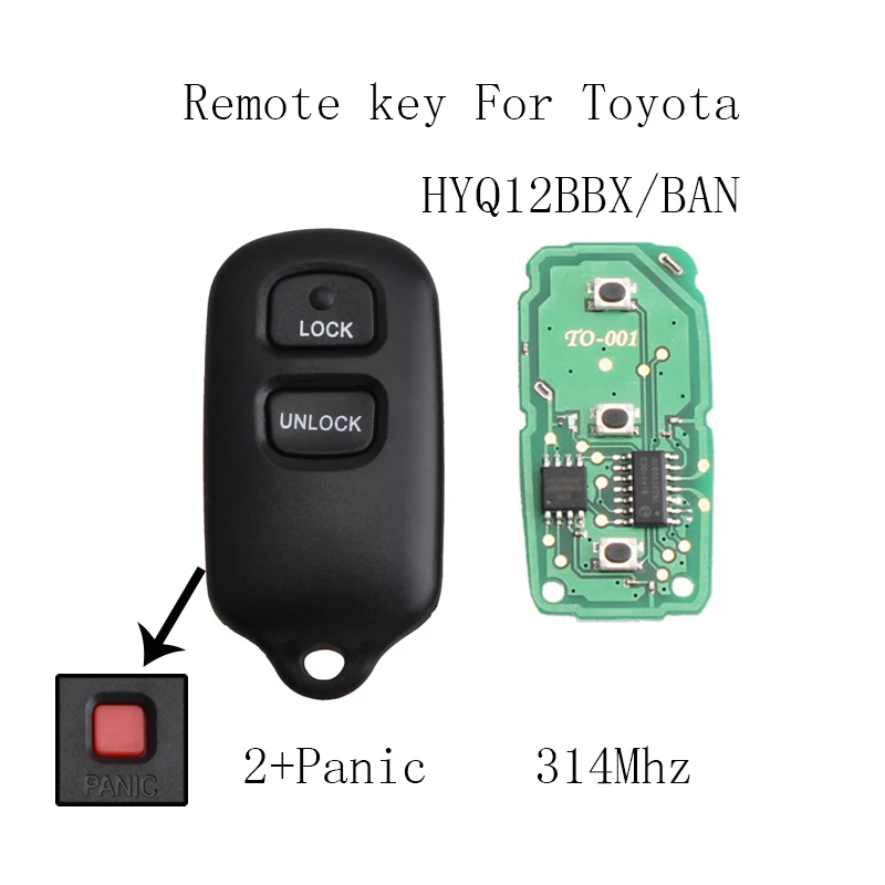 2 + 1 кнопки дистанционного ключа автомобиля DIY для Toyota Highlander 2001 2002 2003 2004 2005 2006 2007