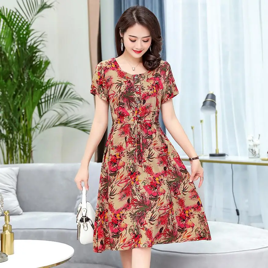 Plus size XL-6XL Summer Women cotton Dresses Mother Clothes new 2019 Short-sleeved Print dress Loose dress Vestido
Plus size XL-6XL Summer Women cotton Dresses Mother Clothes new 2019 Short-sleeved Print dress Loose dress Vestido