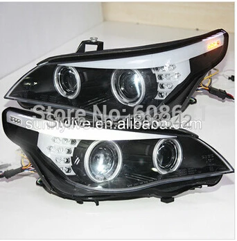 Для BMW E60 523i 525i 530i LED Head Ligh Angel Eyes 2004 2009 год оригинальная машина без HID kit SN|led car light|led