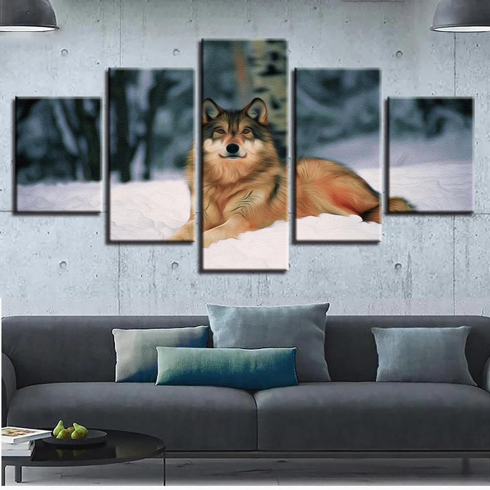Scenery Frame Artworks Modern Decor 5 Pieces Animal Wolf In The Snow Painting Wall Art HD Printed Modular poster Pictures Canvas
Scenery Frame Artworks Modern Decor 5 Pieces Animal Wolf In The Snow Painting Wall Art HD Printed Modular poster Pictures Canvas