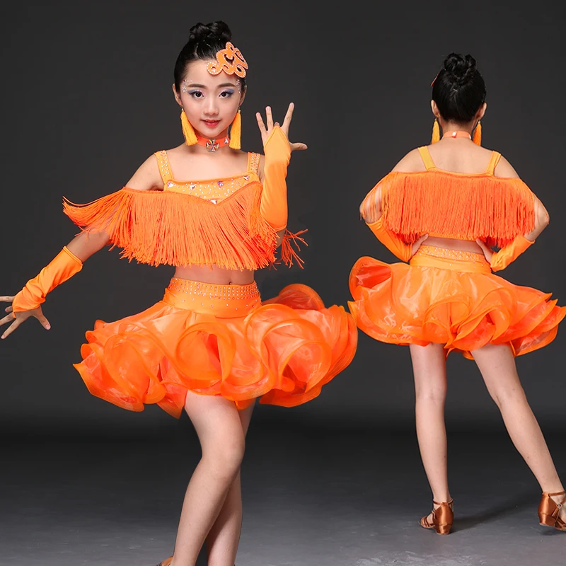 

New girls stretch tassels Latin dance costumes practice clothes samba dance tango costumes dance performance competition suits
