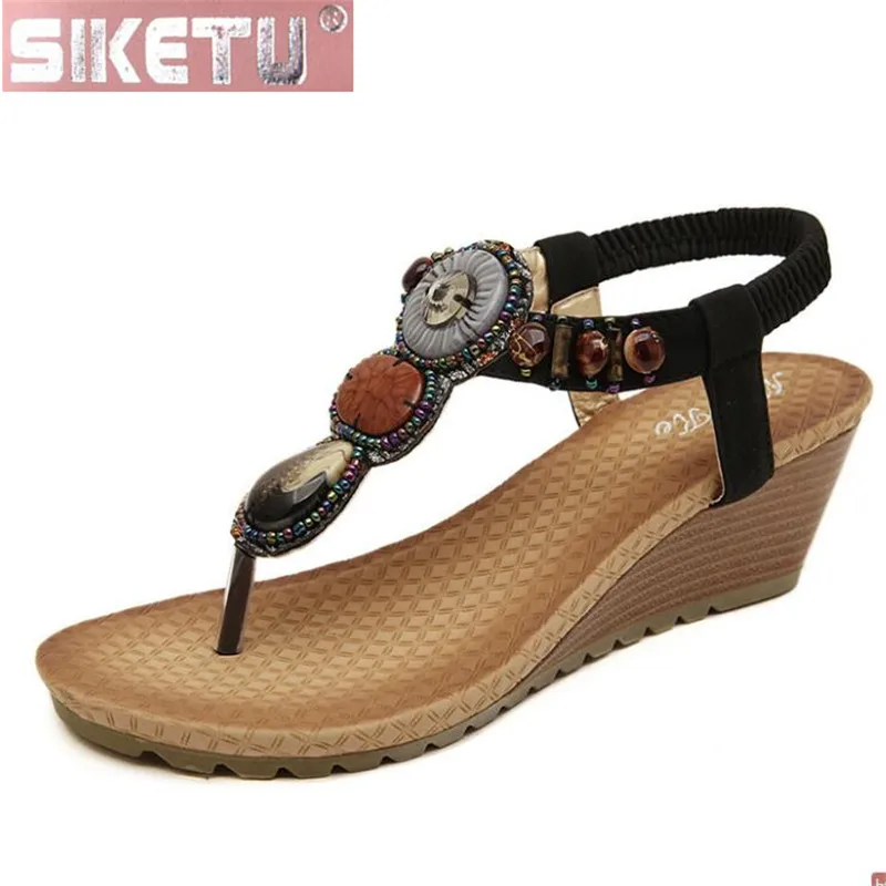 summer Women's shoes Bohemia folk-custom Beading Wedge foreign trade Comfortable Large size sandals drive Office
summer Women's shoes Bohemia folk-custom Beading Wedge foreign trade Comfortable Large size sandals drive Office