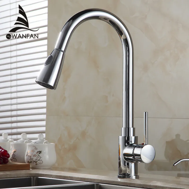 Kitchen Faucets Silver Single Handle Pull Out Kitchen Tap Single Hole Handle Swivel 2-Function Water Outlet Mixer Tap 408906
Kitchen Faucets Silver Single Handle Pull Out Kitchen Tap Single Hole Handle Swivel 2-Function Water Outlet Mixer Tap 408906