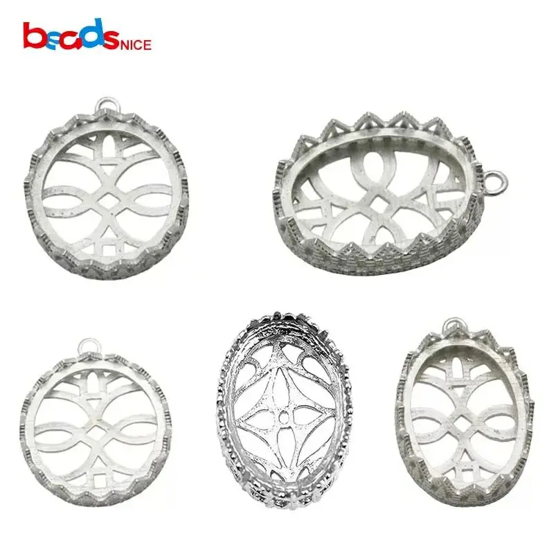 Beadsnice 32638smt17 серебряная круглая кружевная пустая основа для подвески рамка