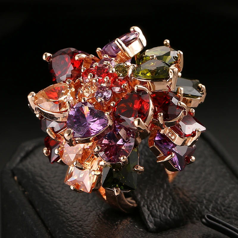 Fashion Design Multicolor CZ Flower Shape Women Rings Rose Gold Color Anillos Mujer Ring Engagement Wedding Party Gifts R-005
Fashion Design Multicolor CZ Flower Shape Women Rings Rose Gold Color Anillos Mujer Ring Engagement Wedding Party Gifts R-005