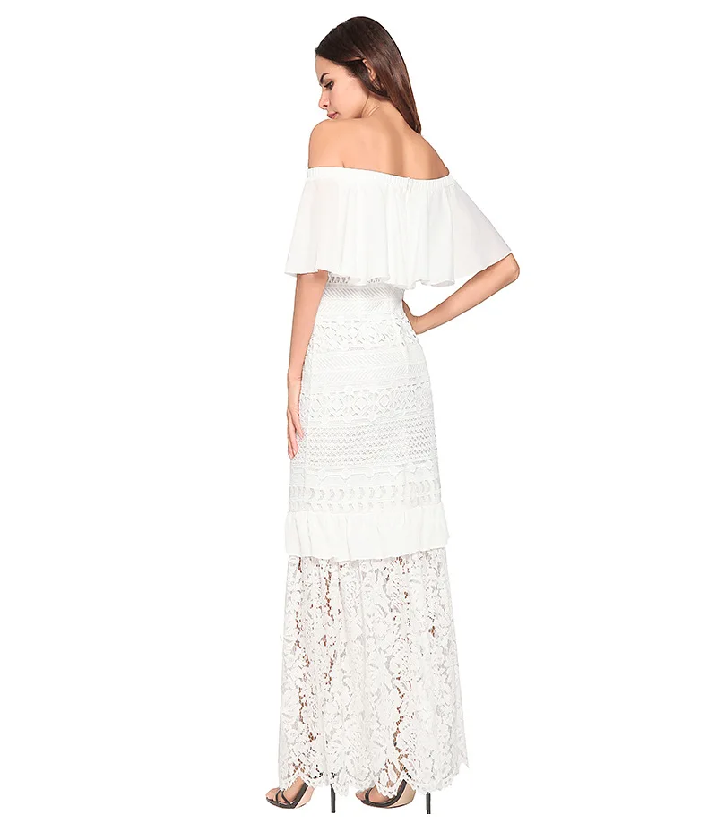 summer sexy Ruffles lace slash neck long dress Elagant off the shoulder dresses white black women party Floor-Length Maxi dress
summer sexy Ruffles lace slash neck long dress Elagant off the shoulder dresses white black women party Floor-Length Maxi dress