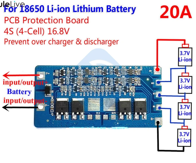 4S 4 Serial 20A Li-ion Lithium 18650 Battery BMS Protection PCB Board 14.8V 16.8V Cell 65X32X4mm Module Board
4S 4 Serial 20A Li-ion Lithium 18650 Battery BMS Protection PCB Board 14.8V 16.8V Cell 65X32X4mm Module Board