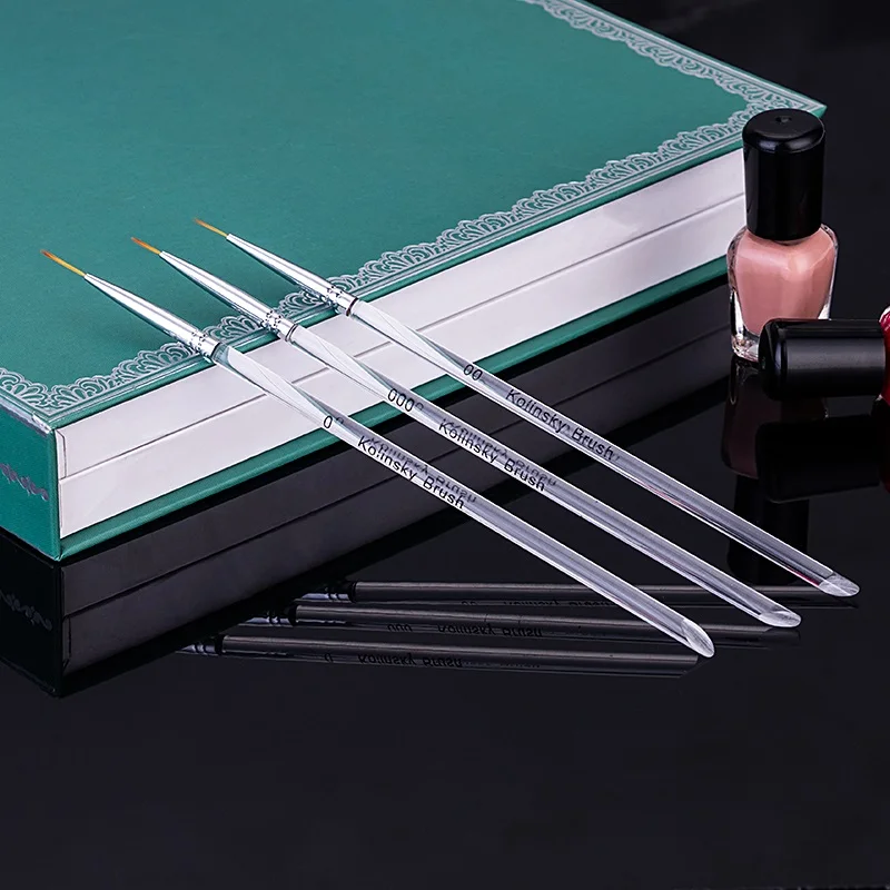 

3PCS Nail Art Liner Painting Brush 7mm 9mm 11mm Nail Drawing Dotting Brushes UV Gel Acrylic Manicure Nails Brush Pen C113