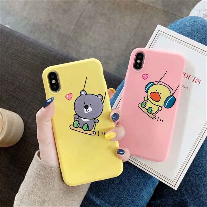 Милый мультяшный чехол для телефона с крокодиловым медведем iPhone X 7 Plus XS 10