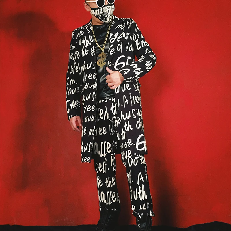 S-6XL! High quality men's wear in large size 2019 Singer DJ big name walk show in black and white English long suit
S-6XL! High quality men's wear in large size 2019 Singer DJ big name walk show in black and white English long suit