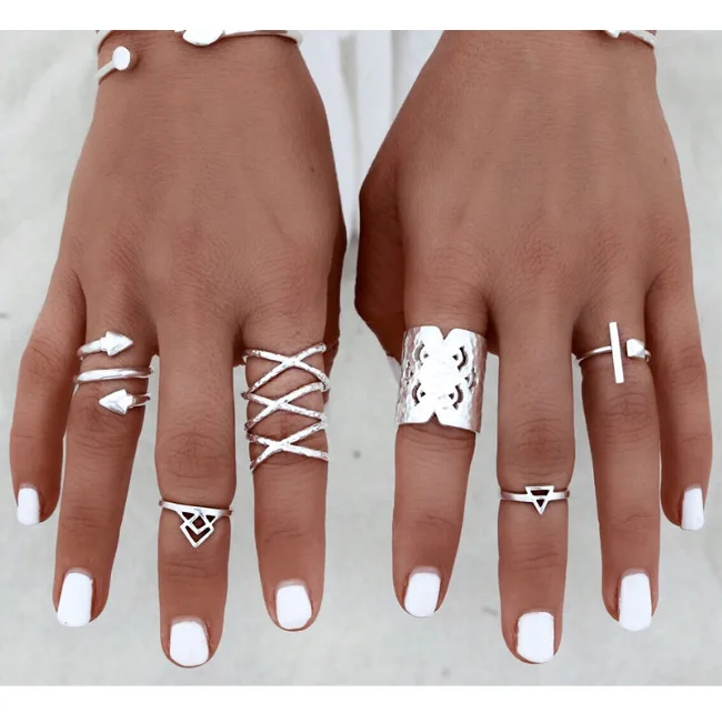 Женский набор колец на палец миди винтажные кольца в стиле бохо с изображением