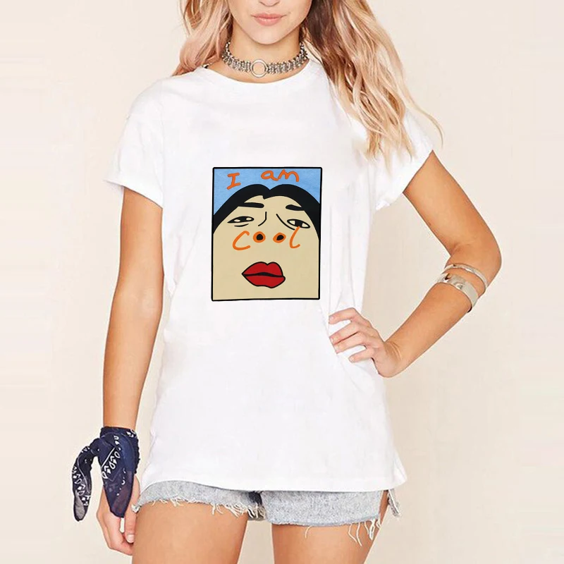 I AM Cool Cartoon Print Female T Shirt Summer White Casual Short Sleeve Women Tshirt Funny Images Korean Fashion Vogue T-shirts
I AM Cool Cartoon Print Female T Shirt Summer White Casual Short Sleeve Women Tshirt Funny Images Korean Fashion Vogue T-shirts