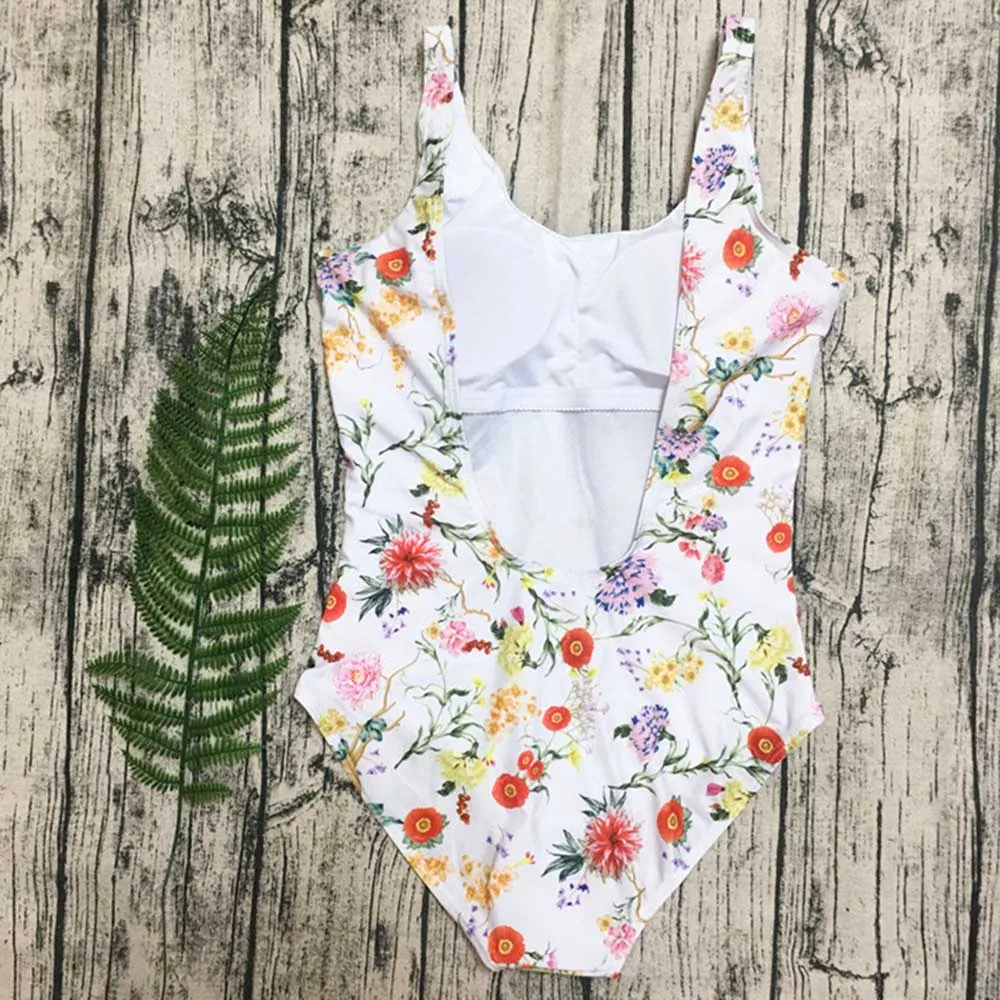 Floral Bathers One-Piece Swimsuit Fused Solid May Female Beach 2018 Padded Swimwear Women Bathing Swim Suit Maillot Beachwear | Спорт и