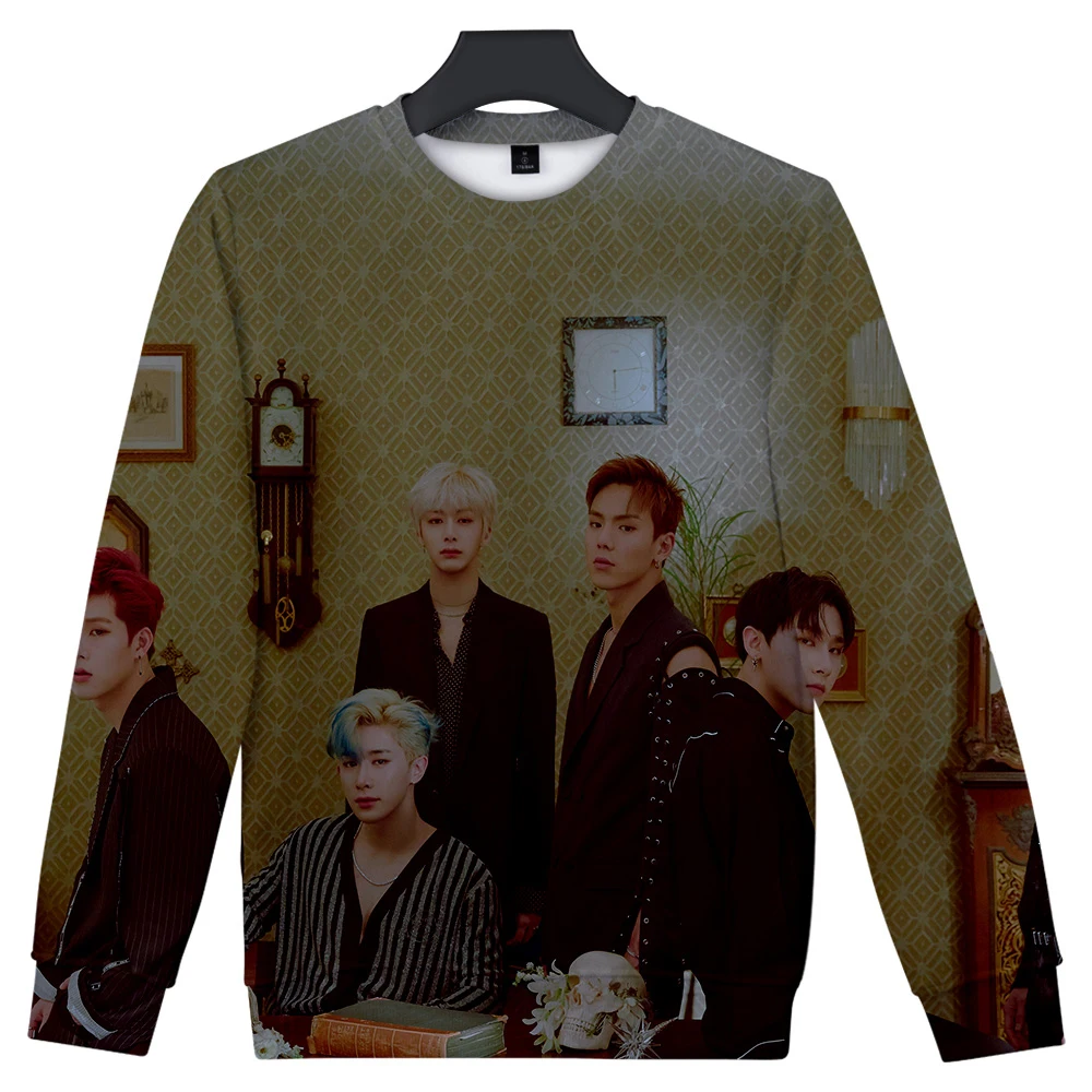 Мужская/Женская толстовка с круглым вырезом Monsta X модная уличная одежда длинными