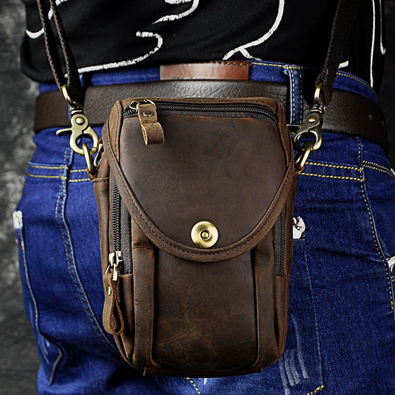 Genuine Leather Bum Shoulder Crossbody Belt Messenger Hook Cell Phone Bags Crazy Horse Cowhide Men Small Hip Waist Fanny Bag
Genuine Leather Bum Shoulder Crossbody Belt Messenger Hook Cell Phone Bags Crazy Horse Cowhide Men Small Hip Waist Fanny Bag