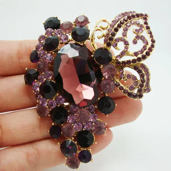TTjewelry New Arrival Gorgeous Butterfly Flower Gold Tone Brooch Pin Purple Rhinestone Crystal Pendant
TTjewelry New Arrival Gorgeous Butterfly Flower Gold Tone Brooch Pin Purple Rhinestone Crystal Pendant