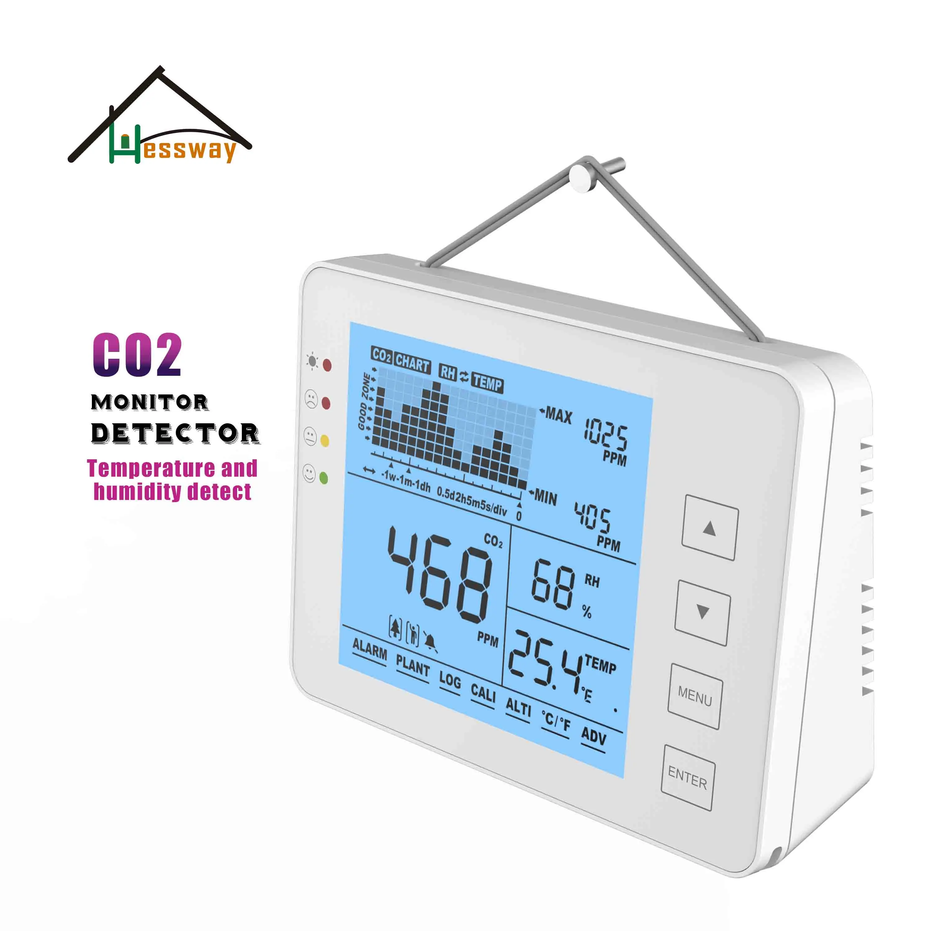 HESSWAY greenhouses home schools CO2 Carbon Dioxide Gas Analyzer Leak Detector for Temperature Humidity Monitor Alarm System
HESSWAY greenhouses home schools CO2 Carbon Dioxide Gas Analyzer Leak Detector for Temperature Humidity Monitor Alarm System
