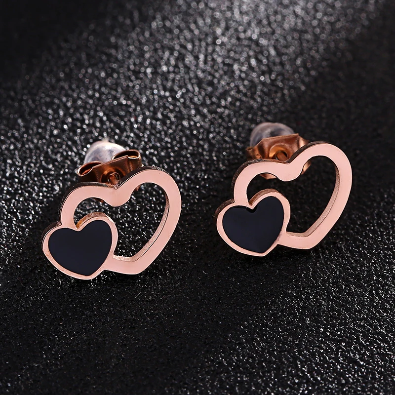 Korean Fashion Double Heart Stainless Steel Stud Earring for Women Fadeless Pendientes Luxury Dropshipping Brincos Jewellery
Korean Fashion Double Heart Stainless Steel Stud Earring for Women Fadeless Pendientes Luxury Dropshipping Brincos Jewellery