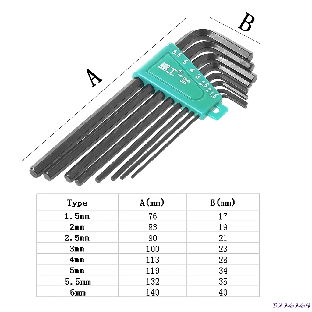 8Pcs/Set 1.5mm-6mm Hexagon Hex Allen Key Wrench Kit Spanner Repair Hand Tools-29#
8Pcs/Set 1.5mm-6mm Hexagon Hex Allen Key Wrench Kit Spanner Repair Hand Tools-29#