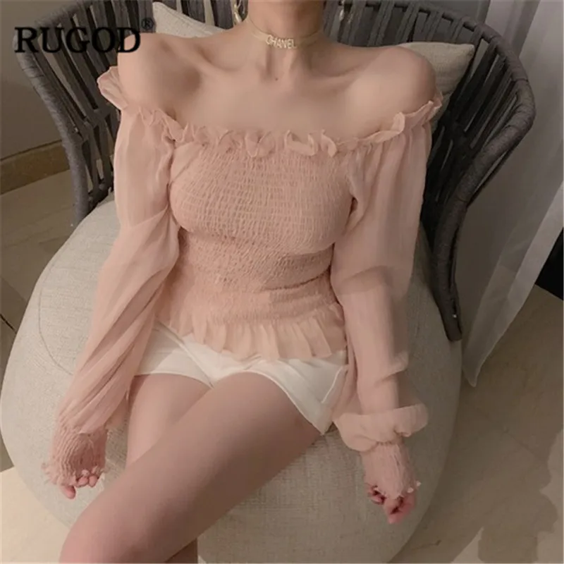 RUGOD 2019 Solid off shoulder slash neck women blouses lantern sleeves bodycon casual korean style modis femme blusas mujer
RUGOD 2019 Solid off shoulder slash neck women blouses lantern sleeves bodycon casual korean style modis femme blusas mujer