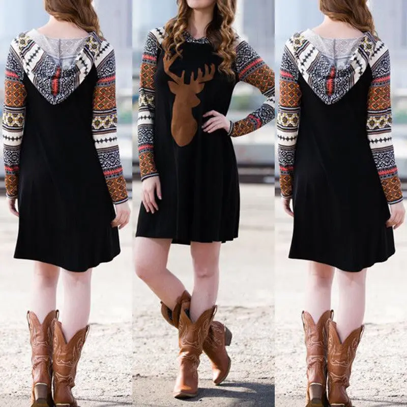 2018 New Women Sweatshirt Dresses Long Sleeve Fashion Hooede Women Dress Warm Christmas Dress
2018 New Women Sweatshirt Dresses Long Sleeve Fashion Hooede Women Dress Warm Christmas Dress