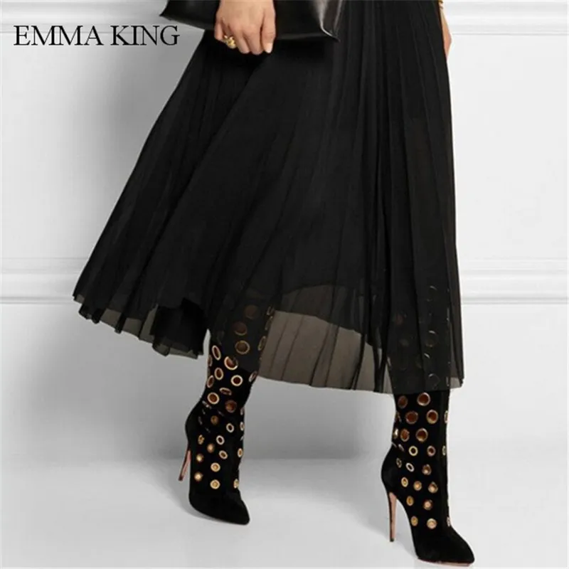 EMMA KING 2018 Metal Decoration Back Zipper Womens Boots Fashion Knee High Thin Heels Winter Party Shoes T-Stage Show Flock
EMMA KING 2018 Metal Decoration Back Zipper Womens Boots Fashion Knee High Thin Heels Winter Party Shoes T-Stage Show Flock