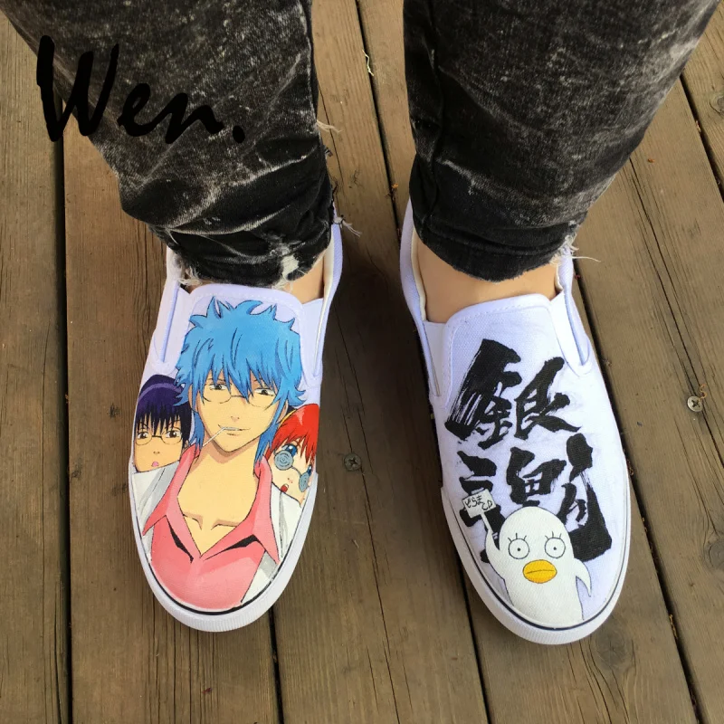 Wen Hand Painted Skateboarding Shoes for Men Women Design Custom Gintama Anime White Slip On Canvas Sneakers Low Flat Plimsolls
Wen Hand Painted Skateboarding Shoes for Men Women Design Custom Gintama Anime White Slip On Canvas Sneakers Low Flat Plimsolls