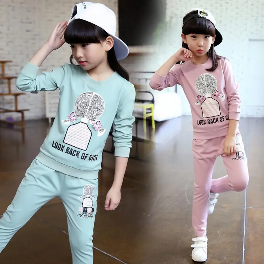 Комплект одежды для девочек весна-осень 2019 комплекты детской спортивный костюм с