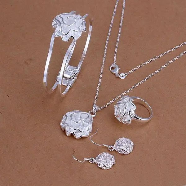 S243 Lucky Silver Color 925 Jewelry Sets For Women Fashion Rose Ring Drop Earrings Bangle Necklace S243 /aniajepa Azaajqha
S243 Lucky Silver Color 925 Jewelry Sets For Women Fashion Rose Ring Drop Earrings Bangle Necklace S243 /aniajepa Azaajqha