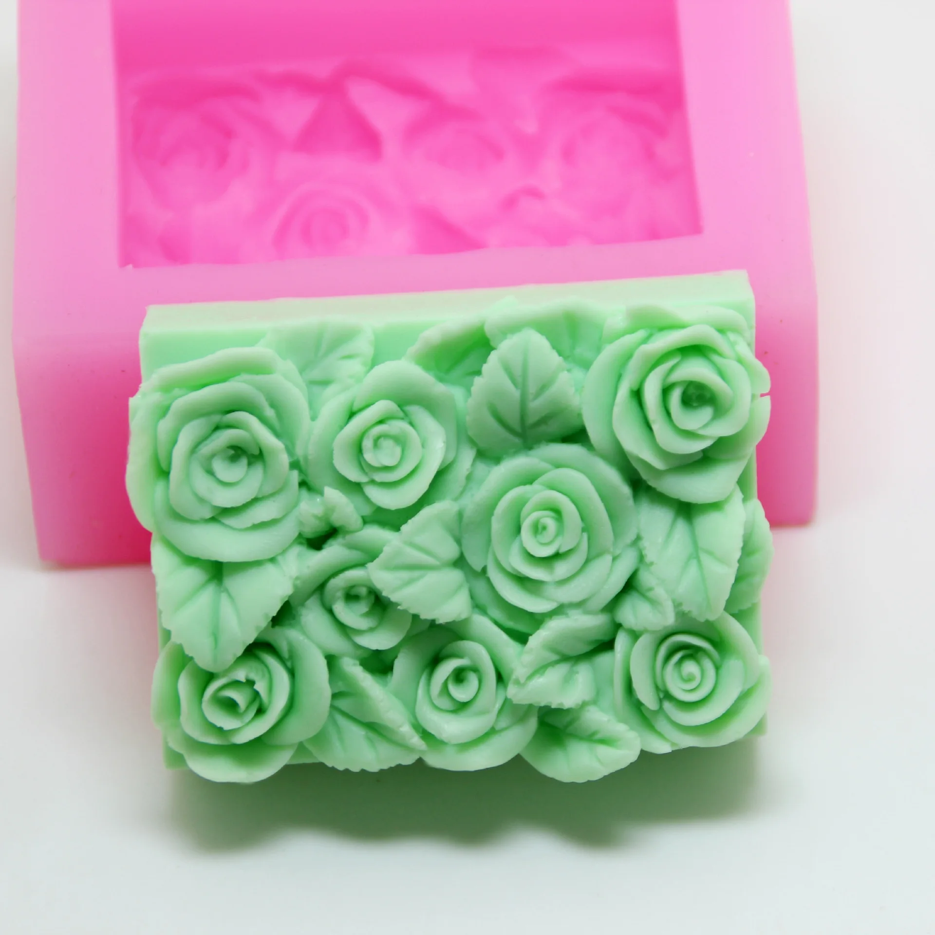 3D flower rose carved soap soft silicone mold Handmade craft bathing soap rectangle mould
3D flower rose carved soap soft silicone mold Handmade craft bathing soap rectangle mould