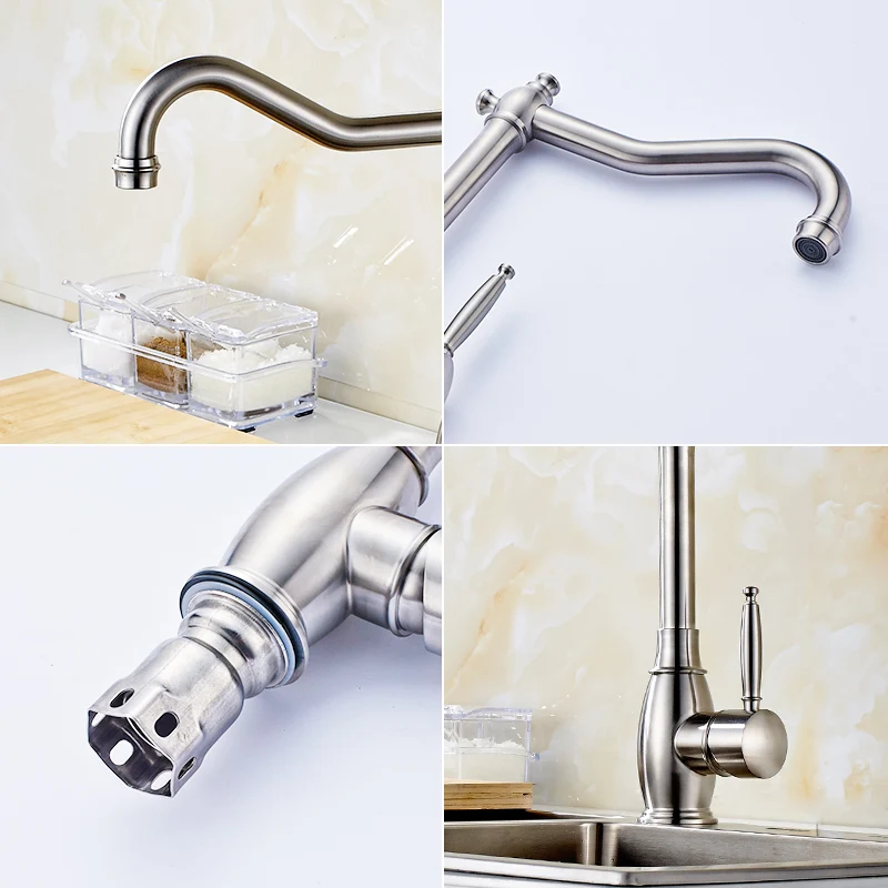 Fapully Kitchen Faucet Mixer Taps 304 Stainless Steel Cold Hot Single Hole Mixer Taps for Kitchen Sinks Torneira Cozinha
Fapully Kitchen Faucet Mixer Taps 304 Stainless Steel Cold Hot Single Hole Mixer Taps for Kitchen Sinks Torneira Cozinha