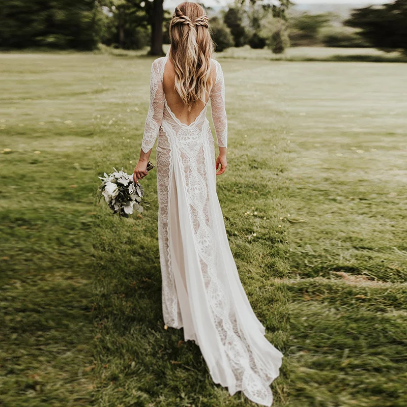 Long Sleeves Wedding Dresses Boho 2020 Exquisite Lace Backless Chic Wedding Dress Bridal Gowns Robe De Mariage
Long Sleeves Wedding Dresses Boho 2020 Exquisite Lace Backless Chic Wedding Dress Bridal Gowns Robe De Mariage