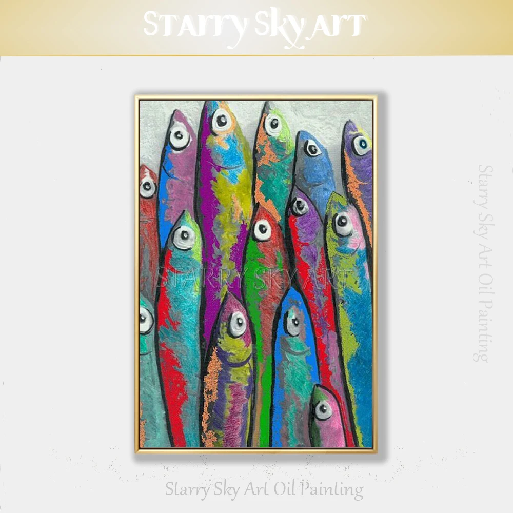 New Painting Hand-painted Abstract Modern Fishes Acrylic Painting on Canvas Funny Animal Fish Acrylic Painting for Wall Decor
New Painting Hand-painted Abstract Modern Fishes Acrylic Painting on Canvas Funny Animal Fish Acrylic Painting for Wall Decor