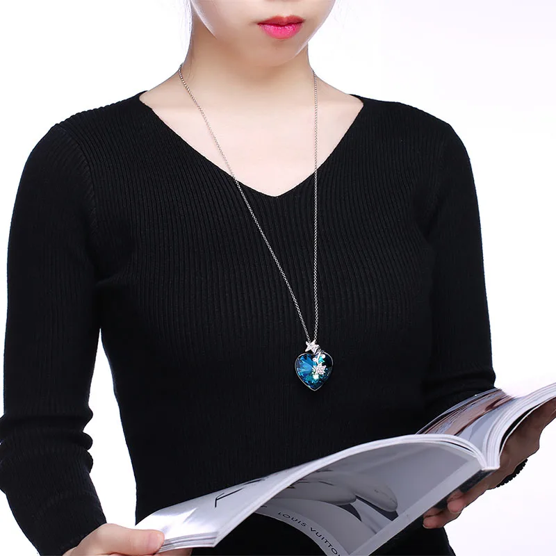 Big Heart Crystal From Swarovski With Cute Star 70CM 925 Sterling Silver Long Chain For Women Fine Jewelry Engagement Jewelry
Big Heart Crystal From Swarovski With Cute Star 70CM 925 Sterling Silver Long Chain For Women Fine Jewelry Engagement Jewelry