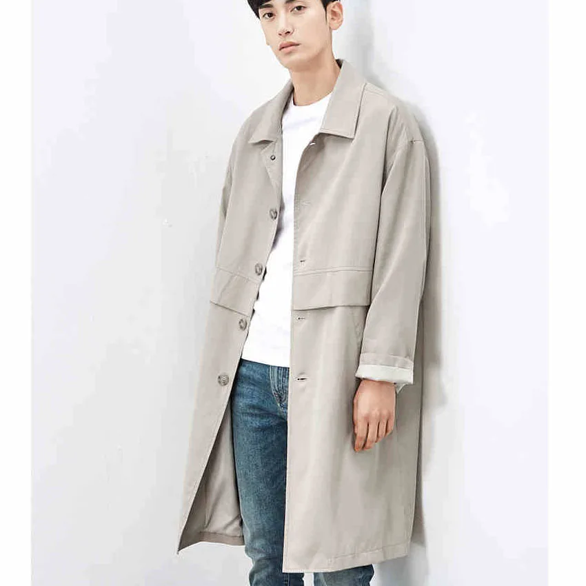 Top quality fashion cotton trench coat men turn down collar single breasted long coats for autumn winter
Top quality fashion cotton trench coat men turn down collar single breasted long coats for autumn winter
