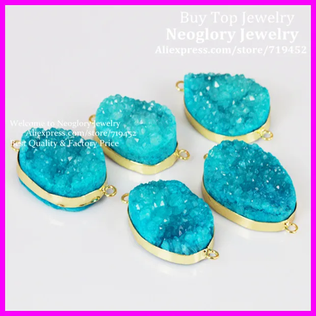 5PCS Fashion Jewelry Tow Circle Natural Blue Druzy Crystal Pendant Drusy Stone Quartz Connector fit Jewelry making
5PCS Fashion Jewelry Tow Circle Natural Blue Druzy Crystal Pendant Drusy Stone Quartz Connector fit Jewelry making