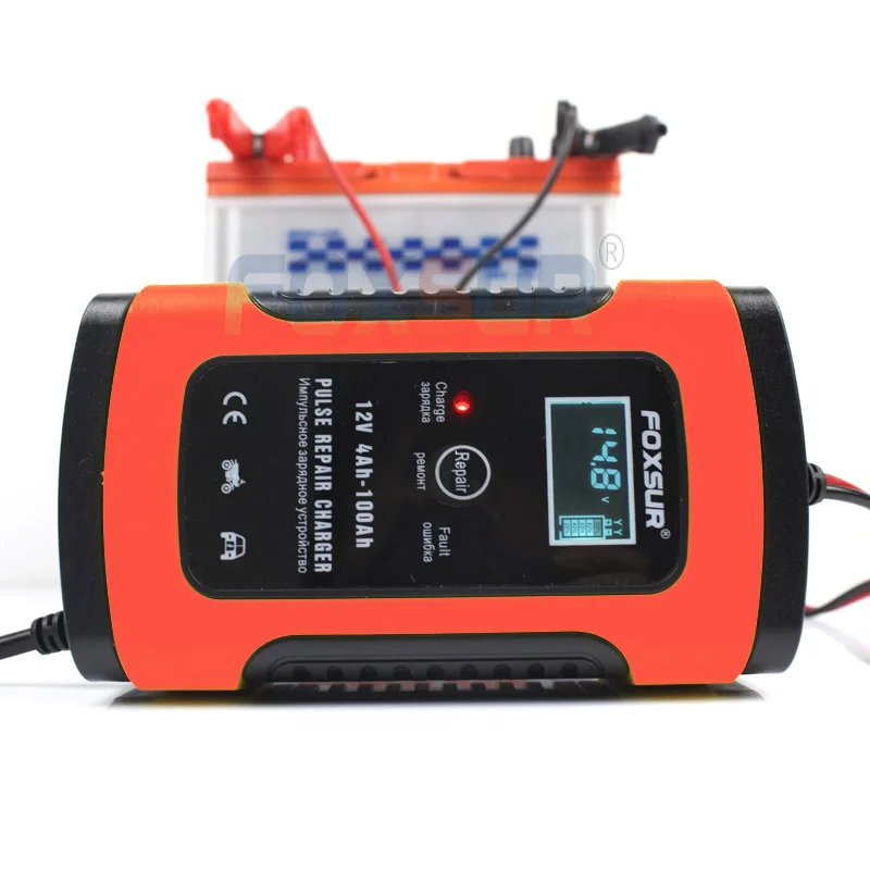 FOXSUR 12V Motorcycle & Car Automatic Intelligent Battery Charger, EFB AGM GEL Pulse Repair Battery Charger with LCD Display
FOXSUR 12V Motorcycle & Car Automatic Intelligent Battery Charger, EFB AGM GEL Pulse Repair Battery Charger with LCD Display