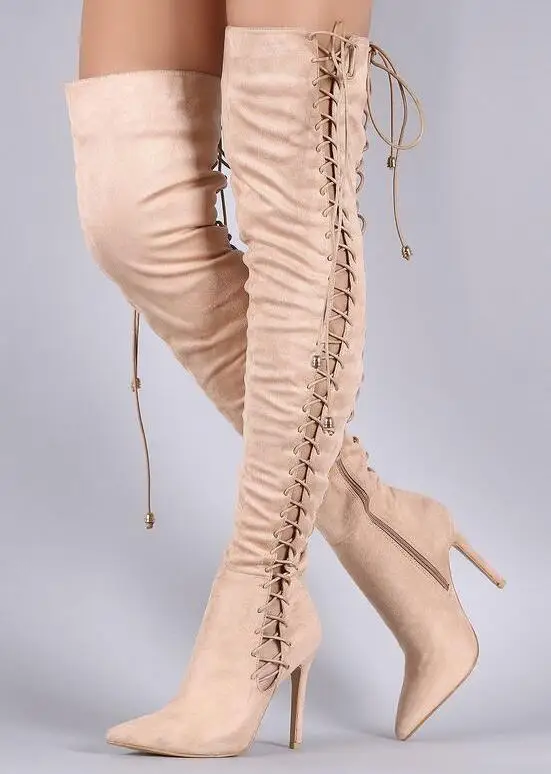 Abesire Women Flock Side Lace-up Spring Sandas Boots Female Pointed Toe Stiletto Heels Over-the-knee Boots Lady Zip Long Boots
Abesire Women Flock Side Lace-up Spring Sandas Boots Female Pointed Toe Stiletto Heels Over-the-knee Boots Lady Zip Long Boots