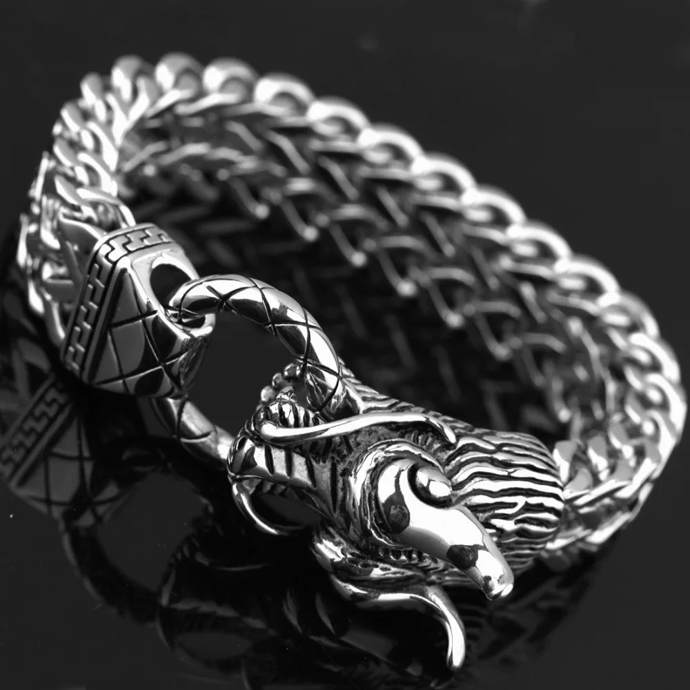 17mm Cool Stainless Steel Silver Color Dragon Head Clasp Rock Figaro Chain Men's Bracelet Bangle Hip-hop Jewelry 8.66"Xmas Gift
17mm Cool Stainless Steel Silver Color Dragon Head Clasp Rock Figaro Chain Men's Bracelet Bangle Hip-hop Jewelry 8.66"Xmas Gift