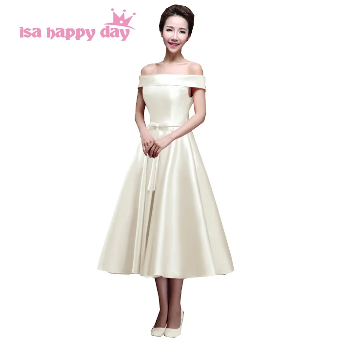 vestido de noiva satin womens pretty tea length bridesmaid bridesmaide dresses party dress champagne for maid of bride H2904
vestido de noiva satin womens pretty tea length bridesmaid bridesmaide dresses party dress champagne for maid of bride H2904