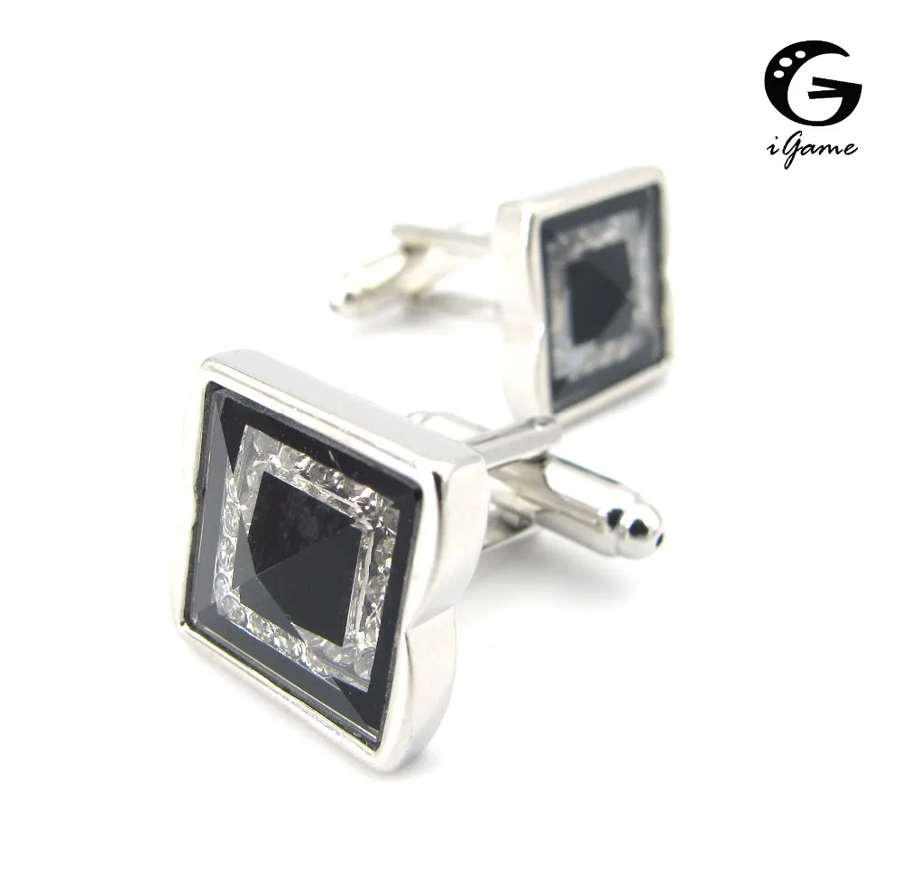 iGame Men's Crystal Cuff Links Silver Color Brass Material Black Stone Design Shirt Cufflinks Free Shipping
iGame Men's Crystal Cuff Links Silver Color Brass Material Black Stone Design Shirt Cufflinks Free Shipping